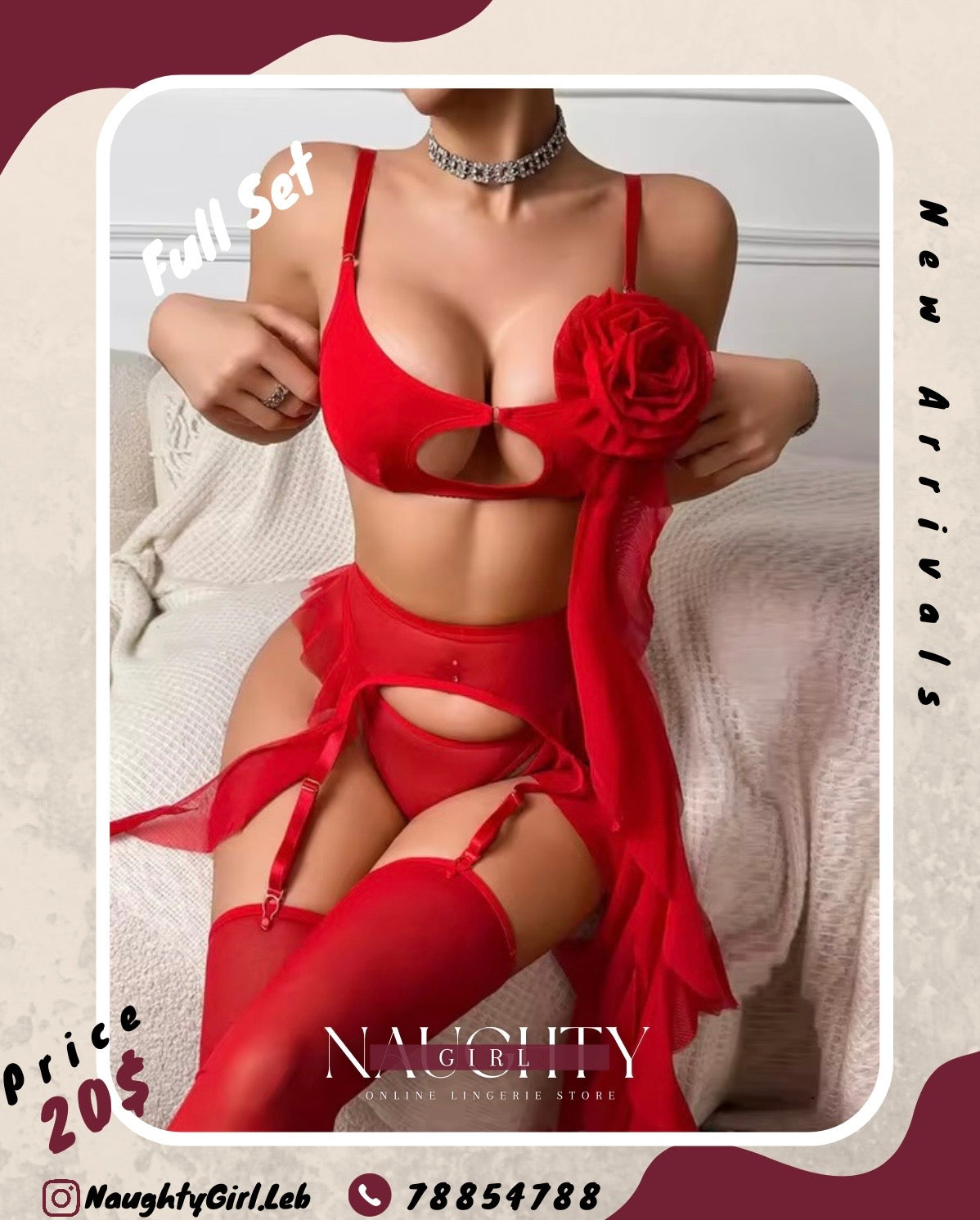 Red Rose Ruffle lingerie