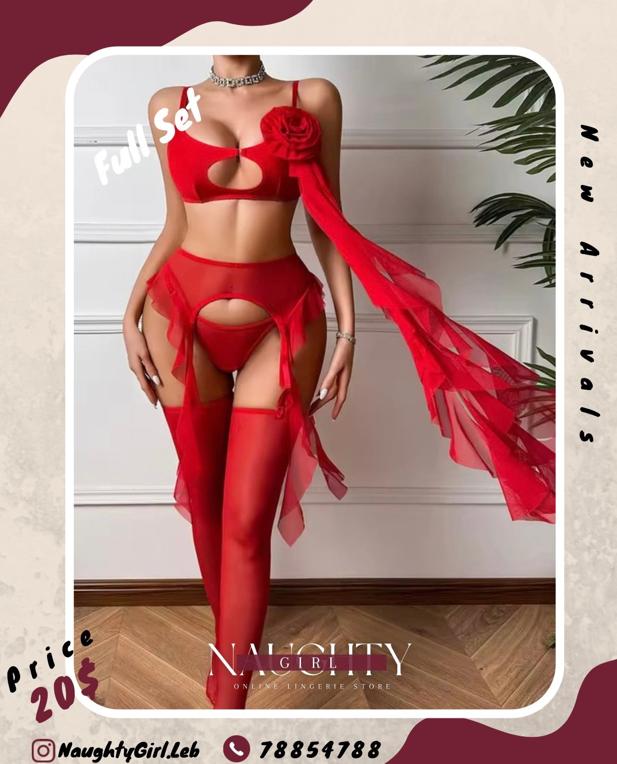 Red Rose Ruffle lingerie