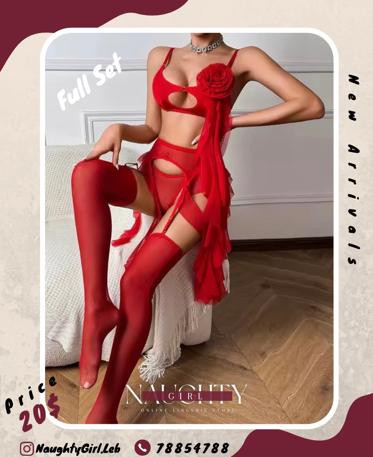 Red Rose Ruffle lingerie